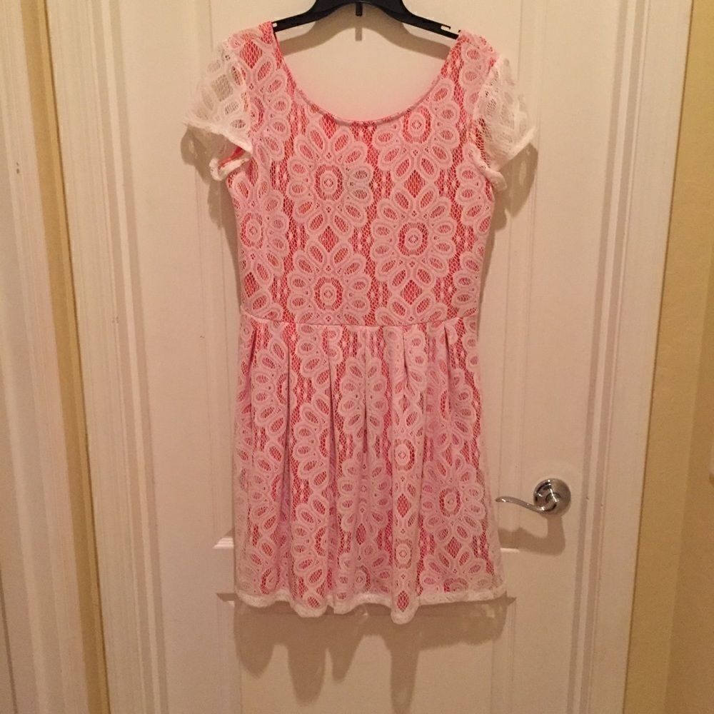 R&K Evening Summer Casual Dress Size 14 Pink/White